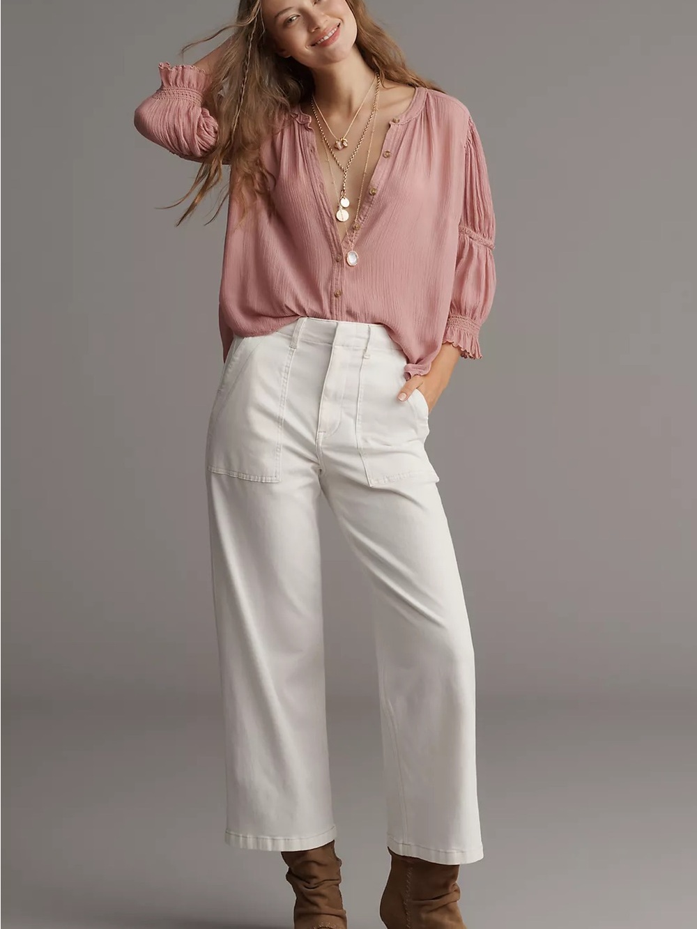 Pistola Pants Womens 24 Sophia Crop Wide-Leg Pants Le Blanc Jeans